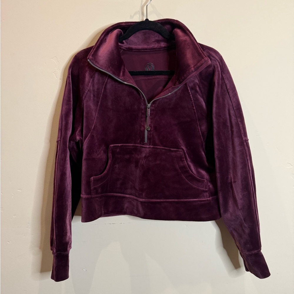 lululemon athletics plush velvet wine colored Half-Zip Sweatshirt